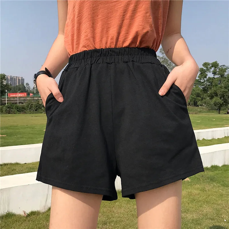 Women's High-Waisted Casual Shorts - Black Summer Collection