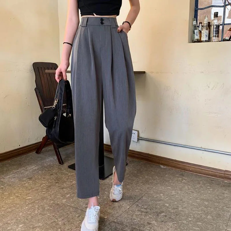 Women's High-Waisted Straight Leg Pants