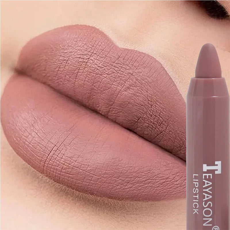 TEAYASON Nude Velvet Matte Lipstick Pencil - Long-Lasting Waterproof Formula