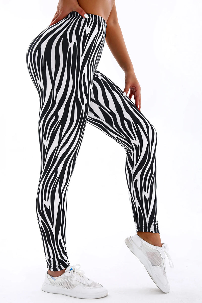 Women's High-Waist Striped Athletic Leggings