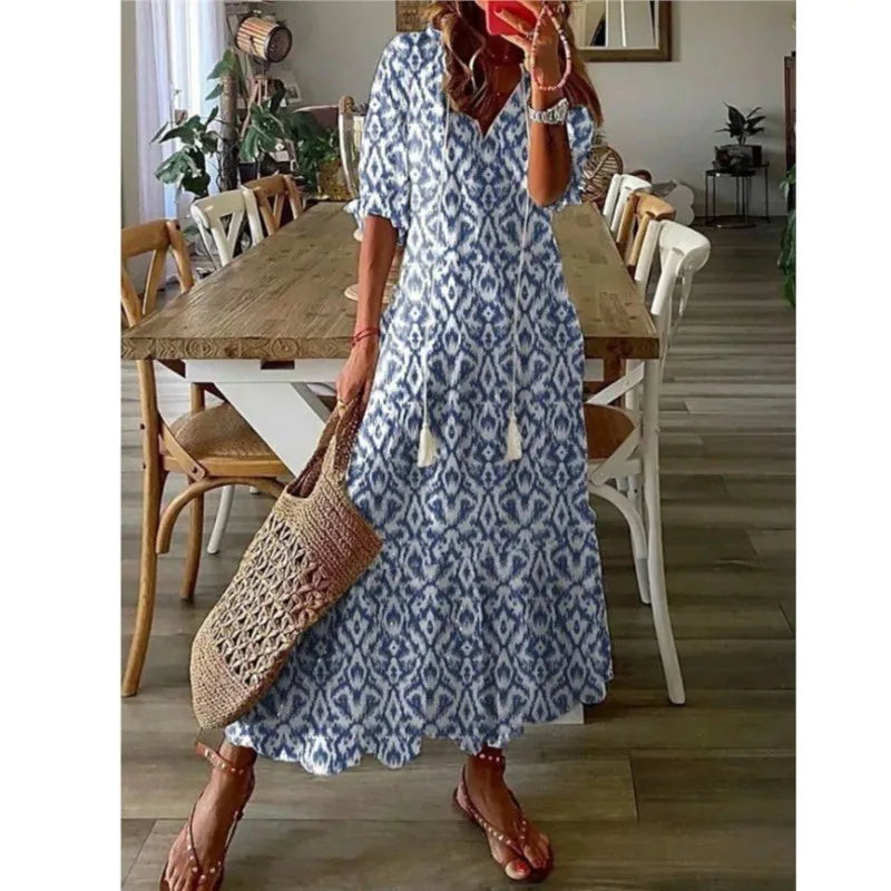 Women's Bohemian Floral Print Maxi Dress