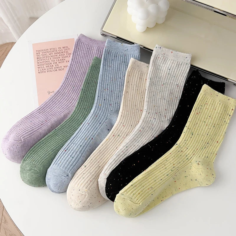 Women's Colorful Mid-Calf Socks - Breathable Cotton Blend