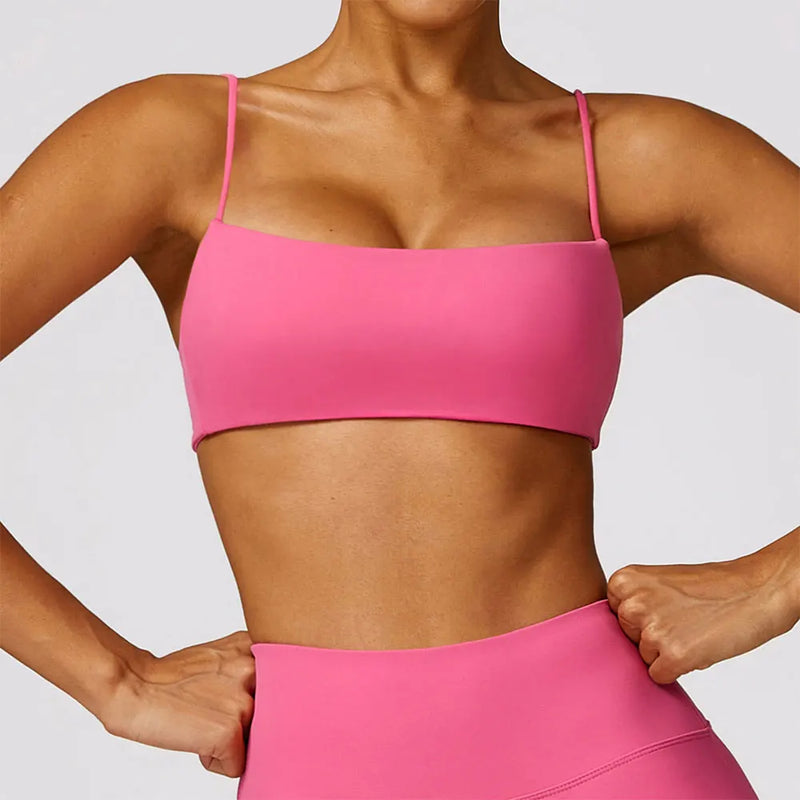 Women's Strappy Push-Up Sports Bra - Breathable Fitness Crop Top
