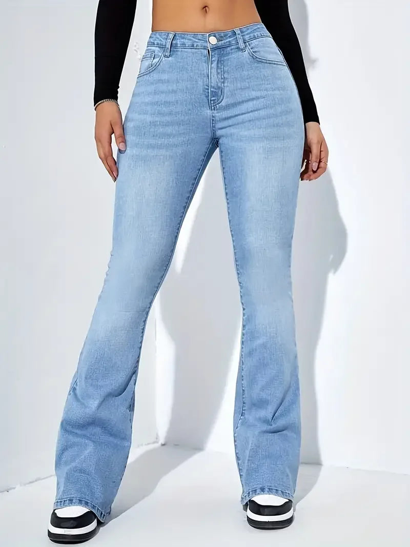 Women's High-Waist Flare Jeans - Vintage Y2K Bell Bottom Denim